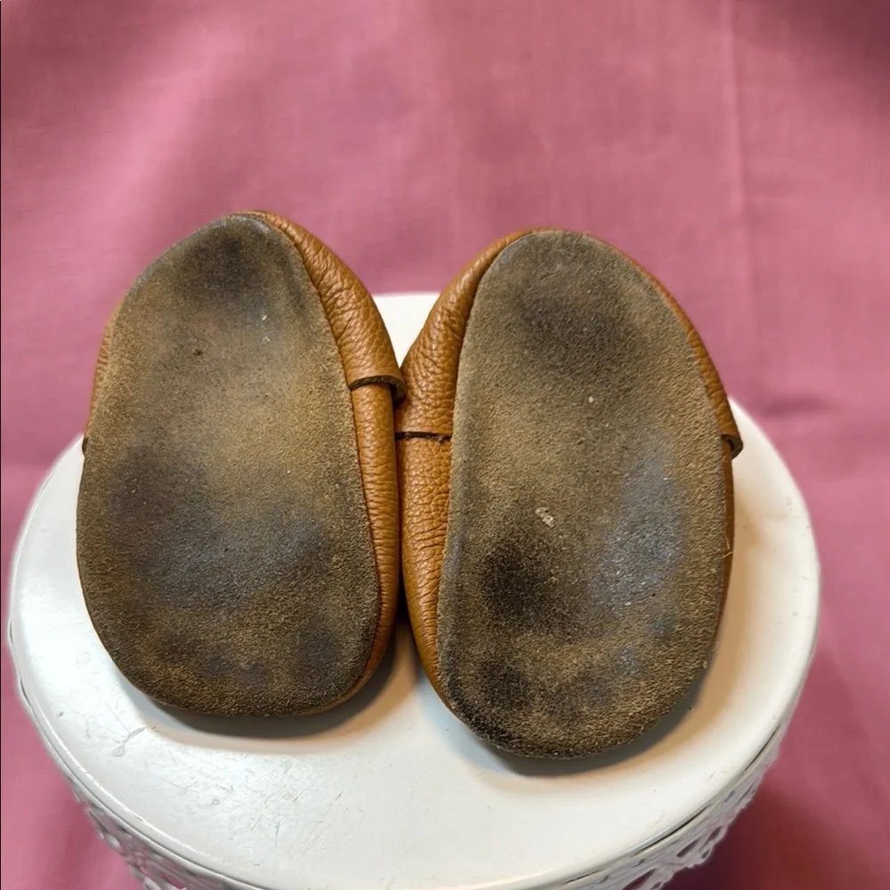Brown Baby Walker Moccasins with Heart Cutouts - Picture 3 of 5